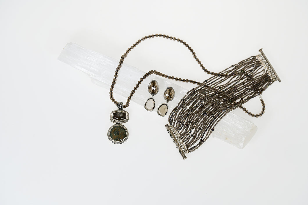 Smokey Quartz Bracelet and Earrings