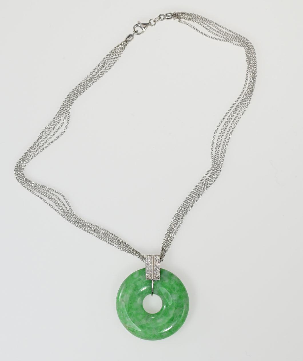Fine Jadeite & 18k White Gold Necklace