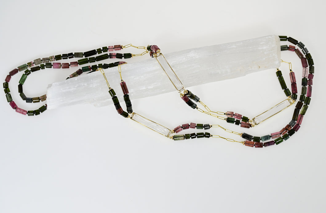 Tourmaline and Carved Rock Crystal Necklace