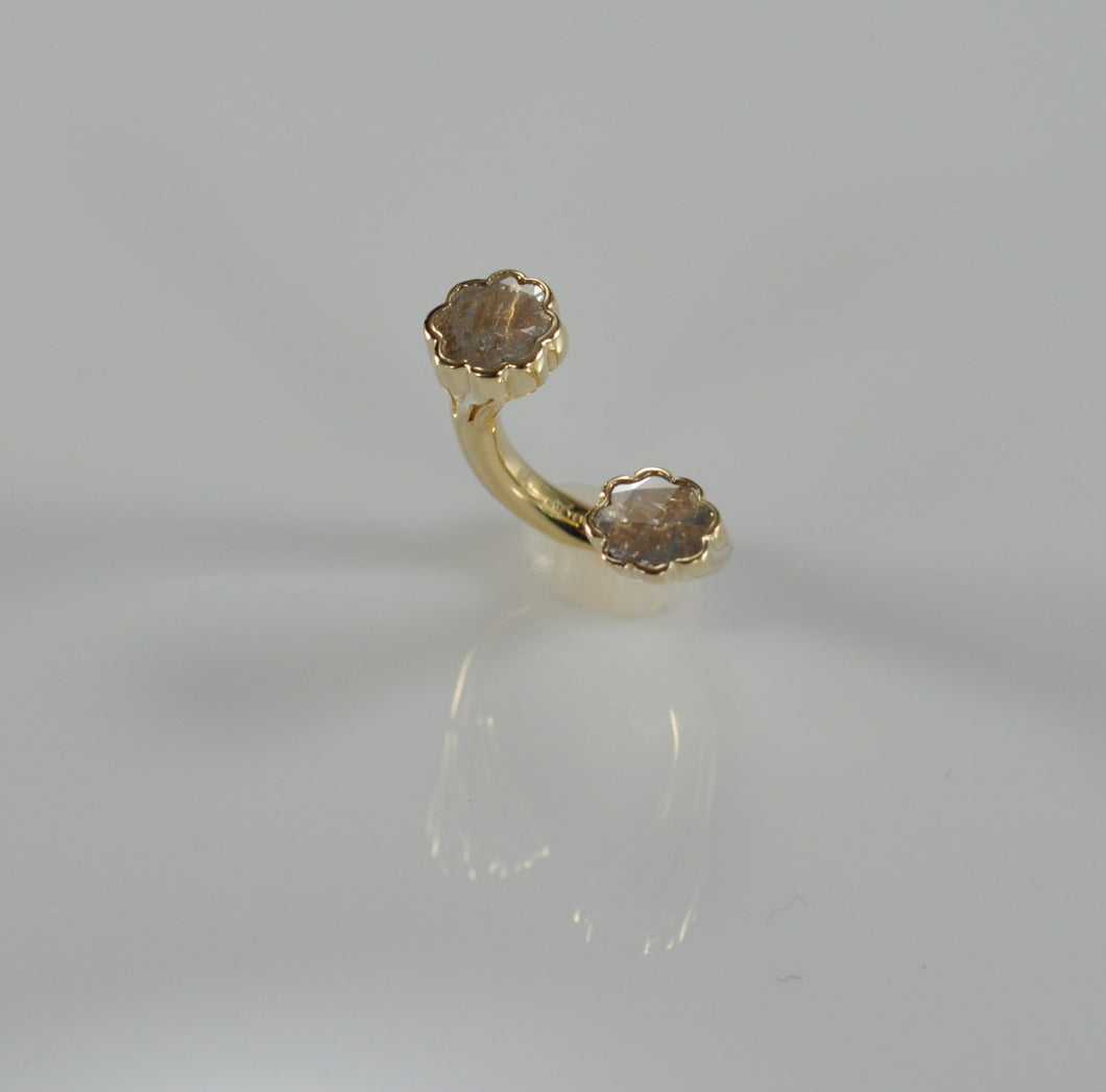 2.42ct carved, faceted diamonds set in 18k gold