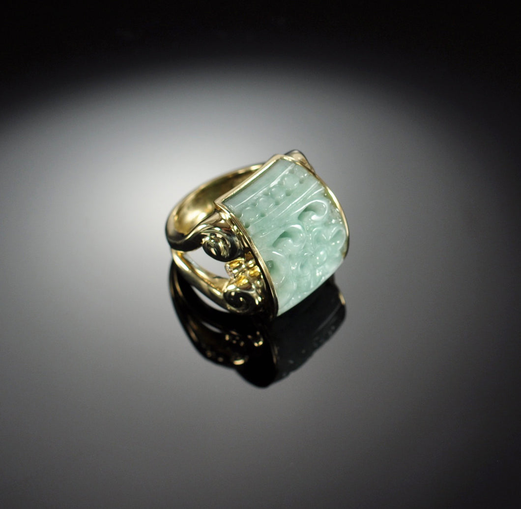 carved jade, diamond & 18k gold