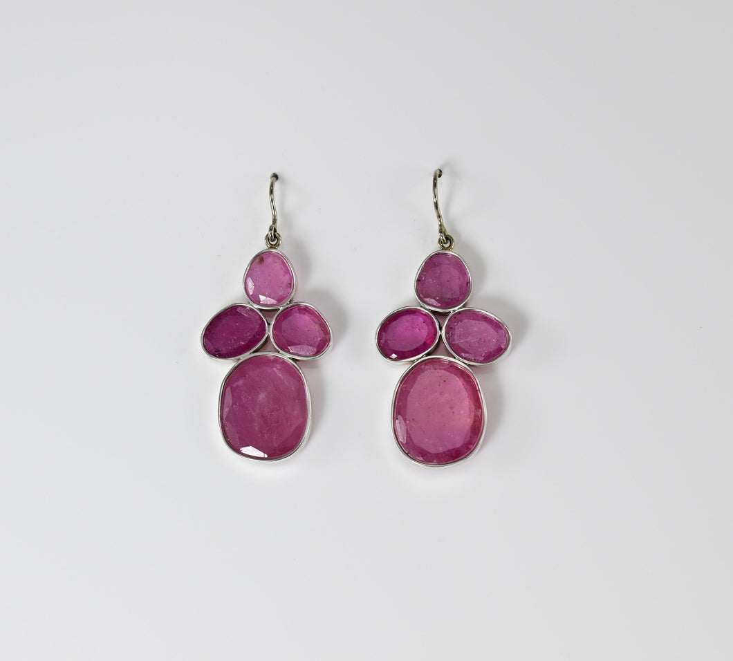 pink sapphires, sterling silver, 18k gold earwire